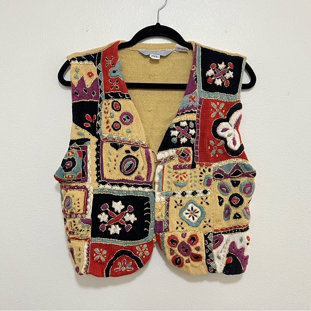 Vintage Embroidered Patchwork Multi-Color Vest